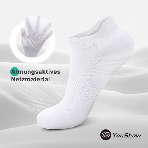 YouShow Cotton Trainer Socks 10 Pairs, Ankle Socks for Men and Women Sports Socks Non Slip Running Socks Anti Blister