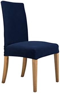Pack of 4 - Dinning Room Chair Slipcover Polyester Spandex Jacquard Fabric Stretchable Home Motel Resort Rentals and Commercial use, Fits Back of Chair 15 to 17 inch Wide, Navy Blue Color
