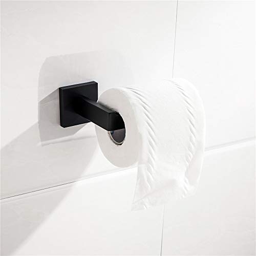 Turs 4-Piece Bathroom Hardware Set Towel Bar Toilet Paper Holder Towel Ring and Towel Hook, Matt Black SUS 304 Stainless Steel Wall Mounted - Thumbnail 4