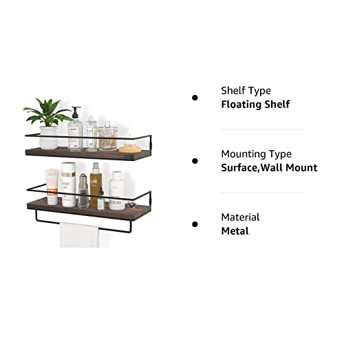 ZGO Floating Shelves for Wall Set of 2, Wall Mounted Storage Shelves