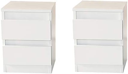 Night Stand with 2 Drawers Solid Wood Cabinet Bedside Table End Table for Budget Bedroom Furniture (white2)