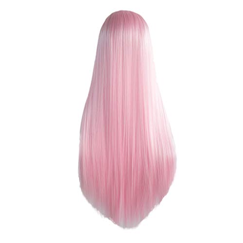 Binmer (TM) Pink+White Straight Pink White Wig Full Lace Wigs Women Cosplay Party Costume Long Hair Lace Front - Thumbnail 5