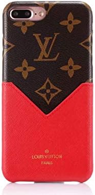Phone case for iPhone Xs X 10 Case, Elegant Vogue Luxury Designer PU Leather Heart Slim Fit Shockproof with Card Slot Cover Case for iPhone Xs X 10 (Red)