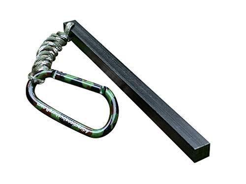 Quadratum Elite 1/2″x8″ Square Ferrocerium Rod Firestarter Bushcraft Camping Flint/Mischetal Fire Starter Fire Survival Emergency Survival Gear Firestarter with Lanyard and Carabiner