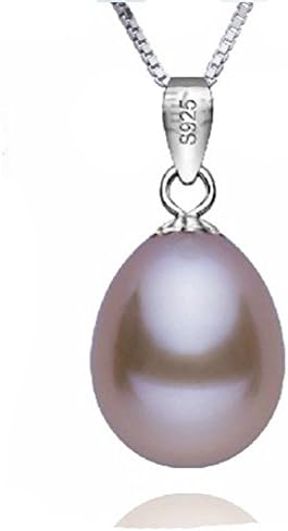 findout Elegant 925 sterling silver freshwater purple pearl Ladies - Necklace High Gloss purple 9.0-11.0mm for women girls wedding party (purple)