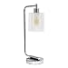 Simple Designs LD1036-CHR Bronson Antique Style Industrial Iron Lantern Glass Shade Desk Lamp, Chrome