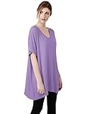 Elbon Boutique Womens Comfy Short Sleeve Loose Tunic Top