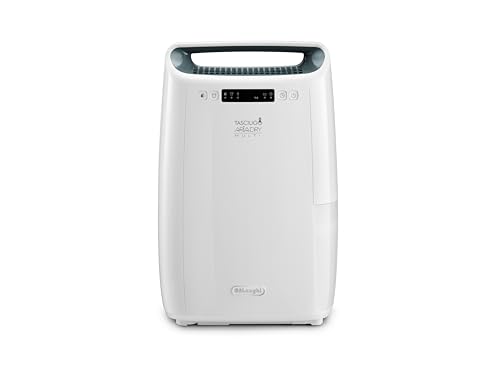De'Longhi AriaDry DEXD216RF Mehrzweck-Luftentfeuchter, entfernt Feuchtigkeit zu Hause mit Filtration mit 3 Aktionen, Trocknungsfunktion, Luftbefeuchtung 16 l/Tag, R290, abnehmbarer Wassertank, Schwarz
