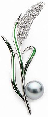 Jana Winkle Simulated Pearl Gold and Silver Rhinestone Wheat Brooches Women Weddings Pins Brooches