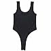 FEESHOW Women's Open Crotch Soft Smooth Bodysuit Leotard Top Teddy Lingerie Black One Size