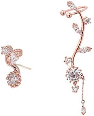 MOONQING Asymmetric Earrings Branches Earrings Creative Tassel Earrings Ear Bone Clip,Rose Gold