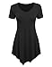 MBJ WT638 Short Sleeve Shirts for Womens Tops Casual V-Neck Summer Clothes Asymmetrical Tunic Blouses L Black