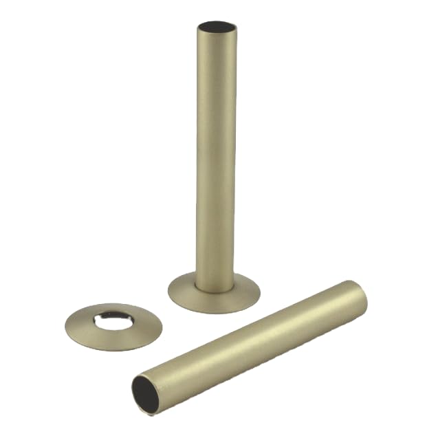 Excel Home Radiator Pipe Covers- 18mm x 130mm Radiator Pipe Collars & Shroud Kits in Matching Finishes - Fancy Matching with Valves and Radiators - Pair of Pipes (Brushed Brass)