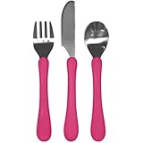 green sprouts Learning Cutlery Set | Helps toddler develop independent eating skills | Designed for small hands, Contoured handles for easy gripping, Safety edge on knife, Dishwasher safe