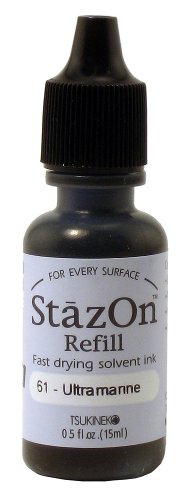 Tsukineko 1/2 Fluid Ounce StazOn Multi-Surface Inker, Ultramarine