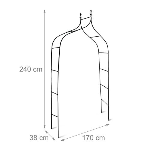 2er Set Rankbogen Metall geschwungen 240 cm, royaler Rosenbogen mit Spitze, Rankhilfe und Gartendeko für Draußen, grün – Bild 3