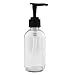 Cornucopia Brands 4oz Clear Glass Pump Bottles (4 Pack); Refillable Glass Containers w/Black Plastic Soap/Lotion Pump Dispensers