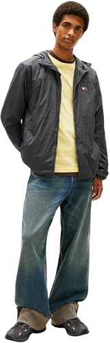 Uomo Giacca a Vento Fleece Chicago con Cappuccio, Grigio (Washed Black), M