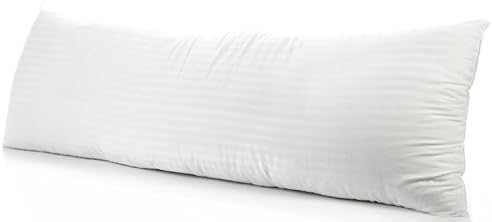 Body Pillowcase 20 X 54 White Striped, 100% Egyptian Cotton,500 TC,Pack of 2 Soft Body Pillowcase,Cover,Wrinkle Free,Zipper Closure