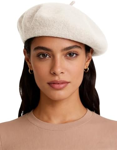 Women French Wool Beret Hats - Solid Color Classic Beanie Winter