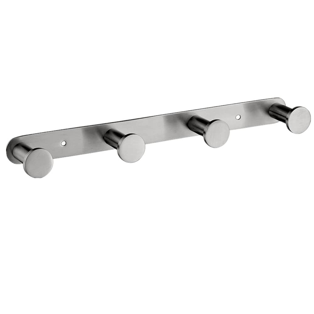 Lolypot Towel Hook 304 Stainless Steel, Robe Hook Wall Mount Drilled, Coat Hook Wall Hook Drilling, Bathroom Kitchen Door Hook (Drilling, Brushed 4 Hooks)