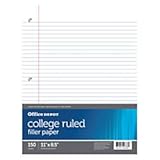 Office Depot Notebook Filler Paper, College-Ruled, 8 1/2in. x 11in, 3-Hole Punched, White, Pack Of 150, 09257OD