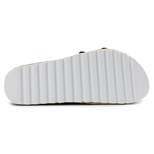 RF ROOM OF FASHION Hook and Loop Fasteners Double Band Sip On Slides Sandals Silver Size.9 - Thumbnail 4