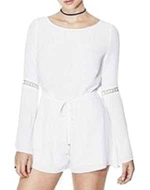 Cara Open-Back Crochet-Detail Romper