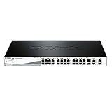 D-Link 24 28 Port Fast Ethernet PoE+ Managed Switch Web Smart 2 Gigabit BASE-T and 2 Gigabit Combo BASE-T/SFP Ports (DES-1210-28P)