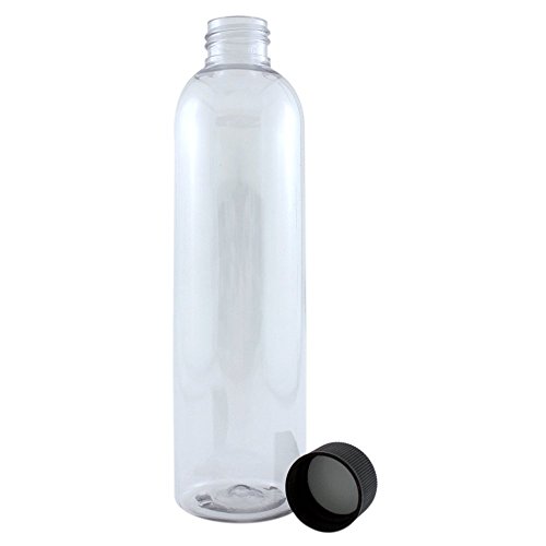 8 fl oz Clear Plastic Bottle with Black Cap (24 Pack)