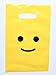 L LIFETIME Smile! Yellow Party Favors Bags Super Strong 24 Pack Loot Birthday Emoji Treat Plastic Bag, 9 x 6 inch - Birthday Gift Bag for Kids Boys and Girls - Plastic Gift Bags with Handles