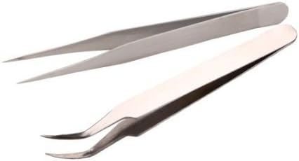 Eyelash Extension Nail Art Rhinestones Straight &amp; Curved Tweezer Nipper Set DIY Makeup Picking Pick Tool