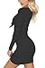 ioiom Sexy V Neck Dresses for Women Sunfury Keyhole Long Sleeve Ruched Wrap Dress Above Knee Length Black M