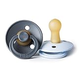Bibs BPA-Free Natural Rubber Baby Pacifier | Made in Denmark (6-18 Months, Baby Blue/Iron) 2-Pack