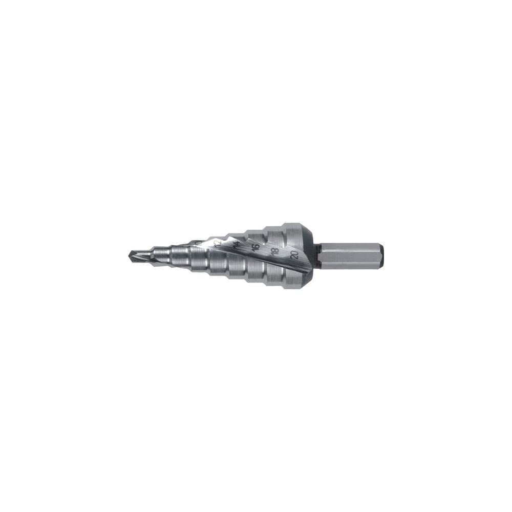 RUKO HSS Spiral Fluted Step Drill Bit with Split Point, Bright Finish, 4.0-20.0 mm Diameter, Size 1, 75.0 mm Length, R101051