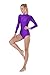 Kepblom Adult Ballet Dance Leotard Turtleneck Long Sleeve Spandex Bodysuit Tops for Women