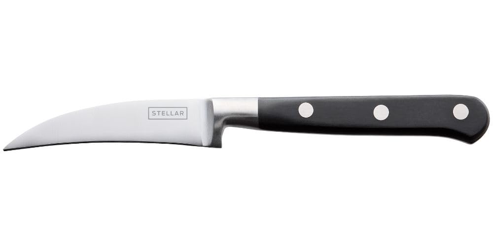 Stellar Classic 7.5cm / 3" Curved Paring Knife, Stainless Steel Razor Sharp Blade, Full Tang Riveted Handle, Dishwasher Safe — image 1