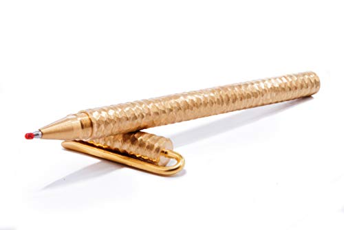 Islandoffer hammering effect Classic Military Grade Brass Pen, Handmade Copper Sign Pen Pocket Pen with Clip, Unique Hammering Metal Sign Signature Pen Gel Pen, Christmas Gift Pen