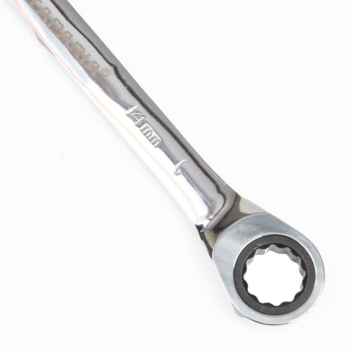 Taparia 14mm Gear Wrench Combination Spanner made of Chrome Vanadium Steel, Combination Ratchet Spanner, CrV Steel Mirror polish Finish, Anti Rust coating 1