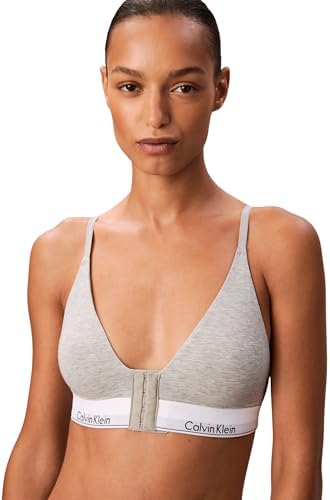 Damen Bralette Lightly Lined Triangle Tiefer Ausschnitt, Grau (Grey Heather), S