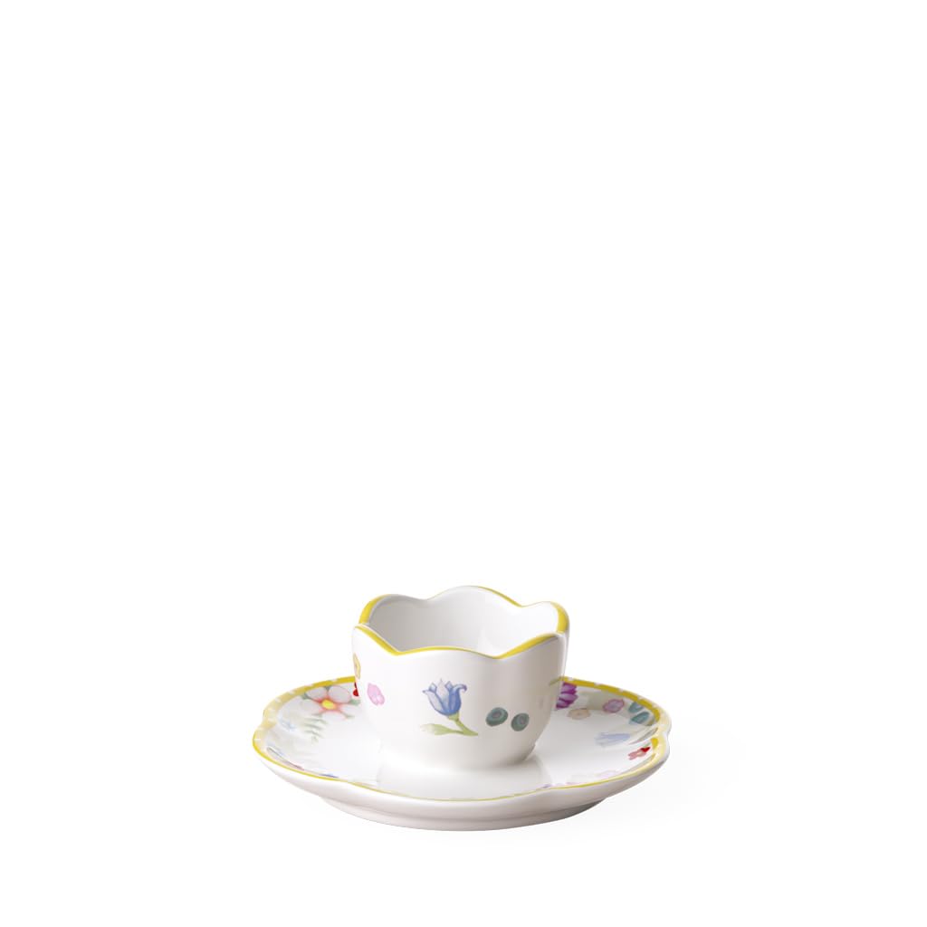 Villeroy & Boch – Spring Awakening Egg Cup with Saucer, Microwave Safe, Easter Decorations Home, Easter Gifts for Adults, Premium Porcelain