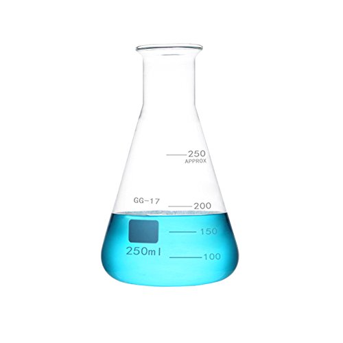 250ml Beaker 250ml Flask and 100ml Cylinder Glass Measuring Set with 3 X 20CM Dropper, 1 X 30CM Stir Bar and 1 X Cylinder Brush Pack of 8 with Gifts Avalible