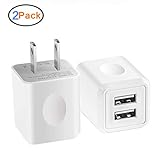 USB Wall Charger, 2-Pack 2.1A/5V Dual Port USB Plug Power Adapter Charging Cube Compatible iPhone X 8/7/6 Plus SE/5S/4S,iPad, iPod, Samsung, Android Phone -White