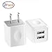 USB Wall Charger, 2-Pack 2.1A/5V Dual Port USB Plug Power Adapter Charging Cube Compatible iPhone X 8/7/6 Plus SE/5S/4S,iPad, iPod, Samsung, Android Phone -White