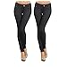 YELETE Womens Basic Five Pocket Stretch Jegging Tights Pants, Black, Small