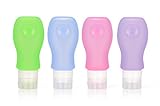 iNeibo Silicone Travel Bottles--【TSA Airline Carry-On Approved】 - Squeezable & Refillable Travel Containers For Shampoo, Conditioner, Lotion, Toiletries (4, 3oz)