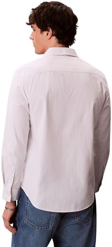 Camisa Hombre Stripe Oxford Classic con Bolsillo en el Pecho, Blanco (Chalk), M
