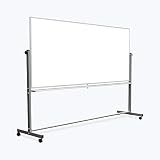 Luxor Mobile Dry Erase Double-Sided Magnetic Whiteboard with Aluminum Frame and Stand - 96"W x 40"H