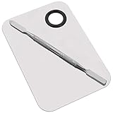 Miayon Professional Pro Lady Stainless Steel Cosmetic Makeup Palette Spatula Stainless Steel Makeup Palette Artist Cosmetic Palette with Spatula Tool 6''x4'' Sliver