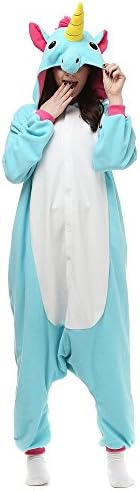 Sayadress Unisex Women Men Animal Costume Pyjama Adorable Hooded Blue Unicorn Small